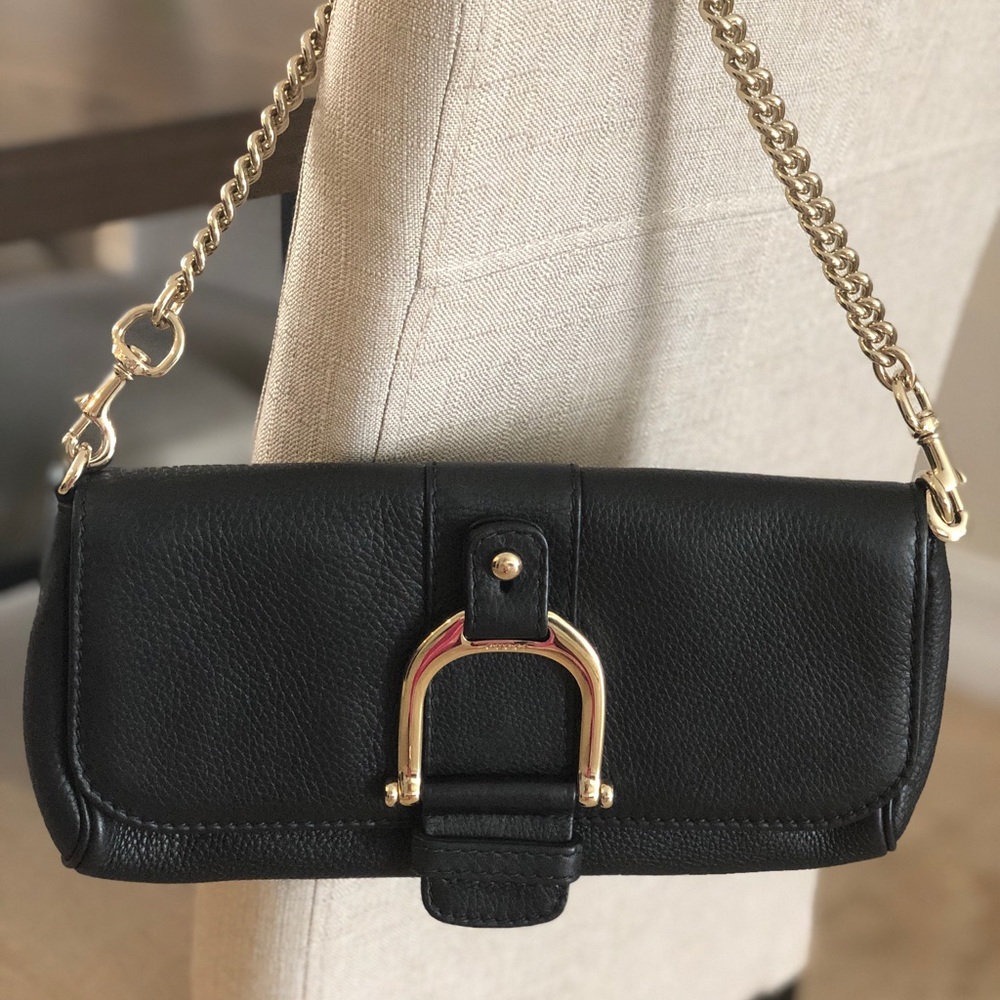 Gucci clutch shoulder bag black EUC